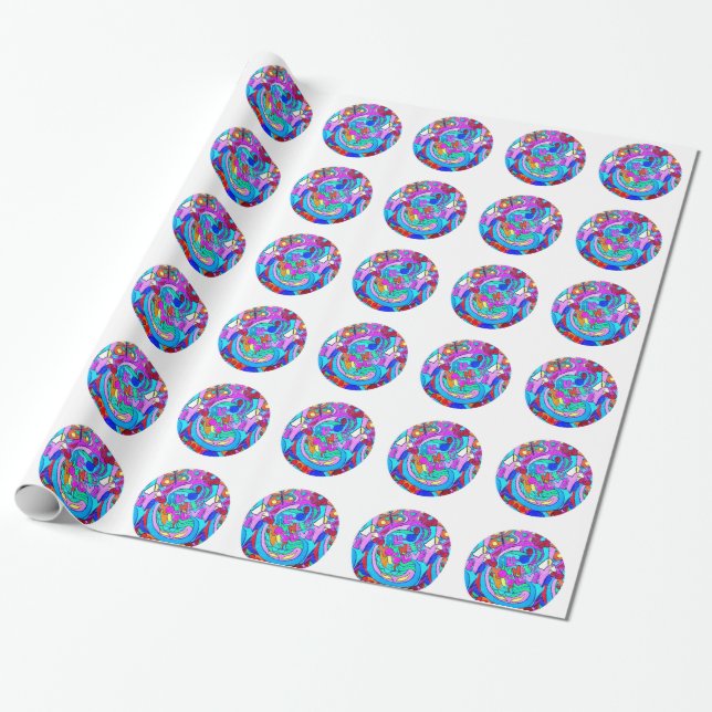 Hippie groovy kärlek circles presentpapper (Utrullad)