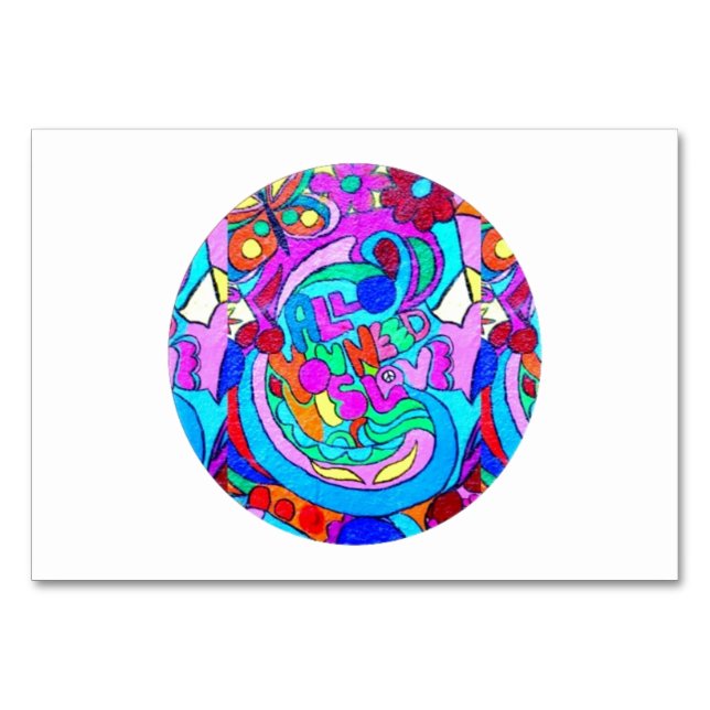 Hippie groovy kärlek-cirkel bordsnummer (Framsidan)