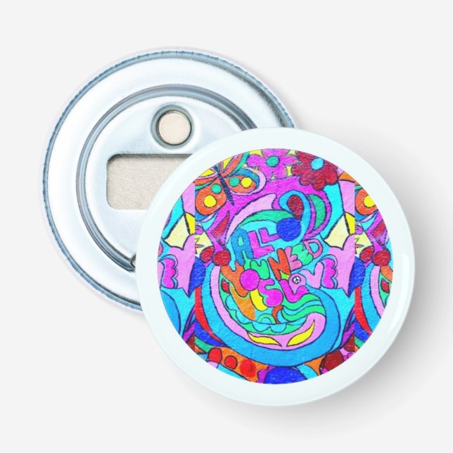 Hippie groovy kärlek-cirkel flasköppnare (Framsidan)