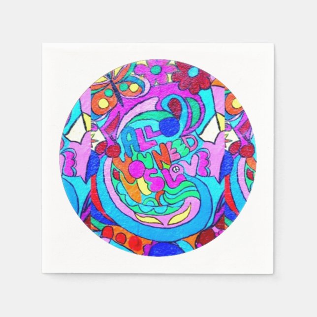Hippie groovy kärlek-cirkel pappersservett (Framsidan)
