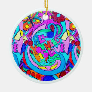 hippie groovy kärlek julgransprydnad keramik