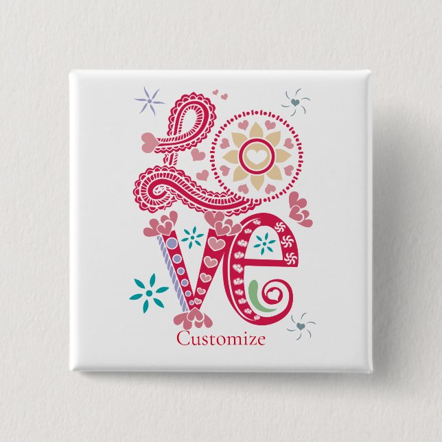 Hippie Groovy Kärlek Sign Thunder_Cove Knapp (Framsida)