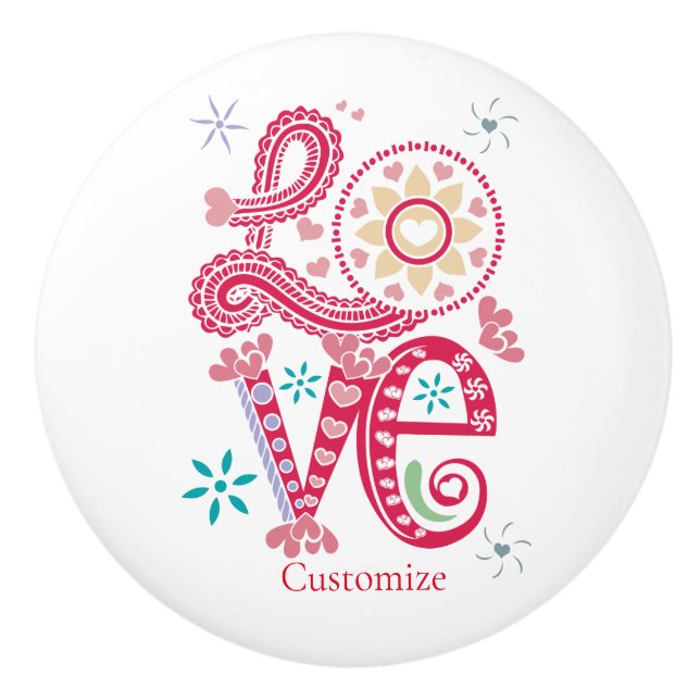 Hippie Groovy Kärlek Sign Thunder_Cove Knopp (Framsidan)