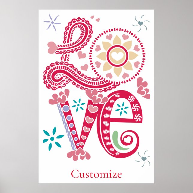 Hippie Groovy Kärlek Sign Thunder_Cove Poster (Framsidan)