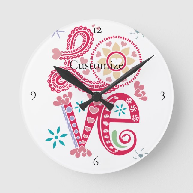 Hippie Groovy Kärlek Sign Thunder_Cove Rund Klocka (Framsida)