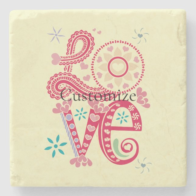 Hippie Groovy Kärlek Sign Thunder_Cove Stenunderlägg (Framsidan)