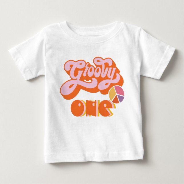 Hippie Groovy One Baby T-Shirt (Framsida)
