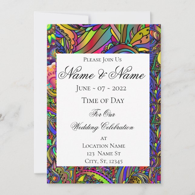 Hippie Groovy Psychedelic Design Thunder_Cove Inbjudningar (Framsida)