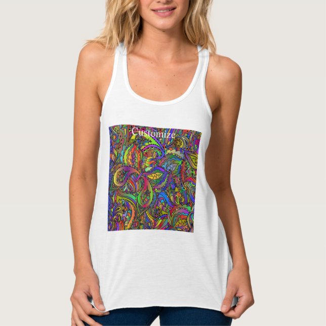 Hippie Groovy Psychedelic Design Thunder_Cove Linne Med Racerback (Framsida)