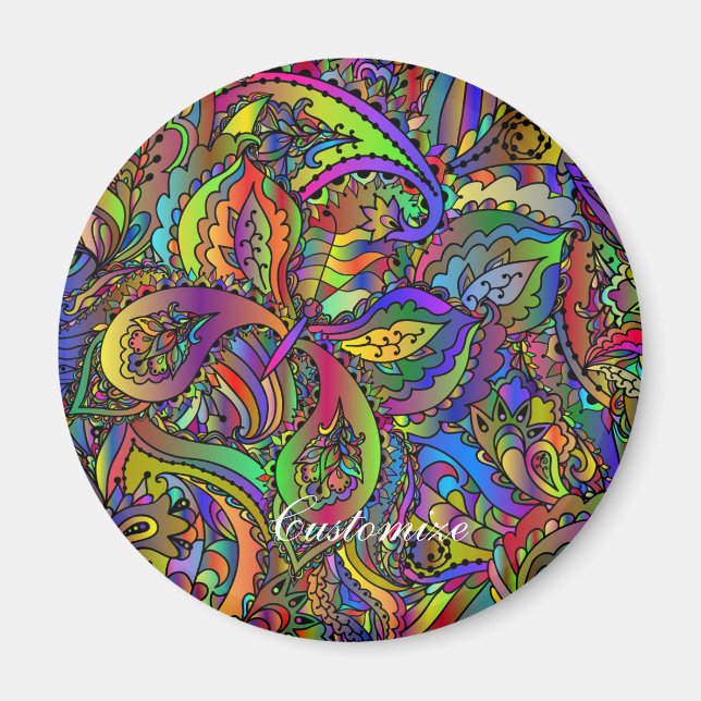 Hippie Groovy Psychedelic Design Thunder_Cove Magnet (Framsidan)