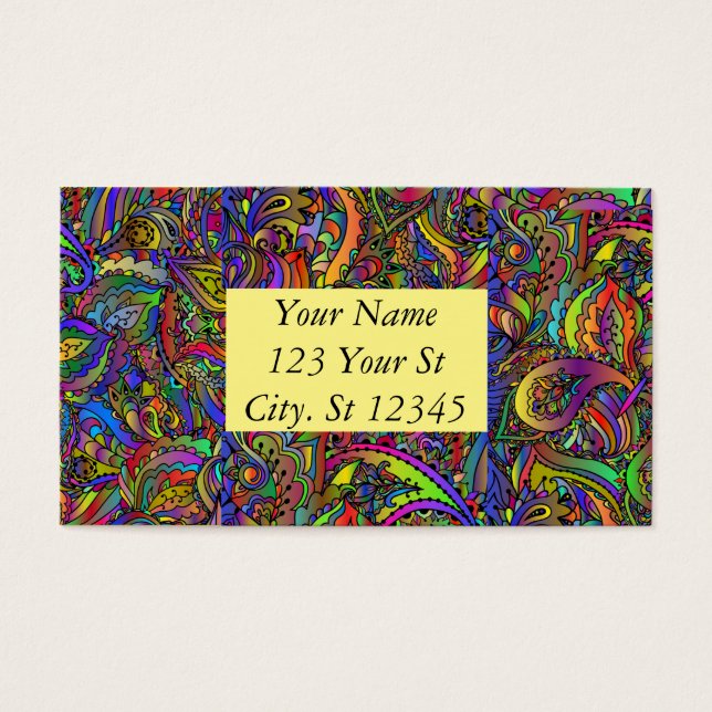 Hippie Groovy Psychedelic Design Thunder_Cove Visitkort (Framsidan)