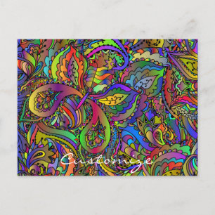 Hippie Groovy Psychedelic Design Thunder_Cove Vykort