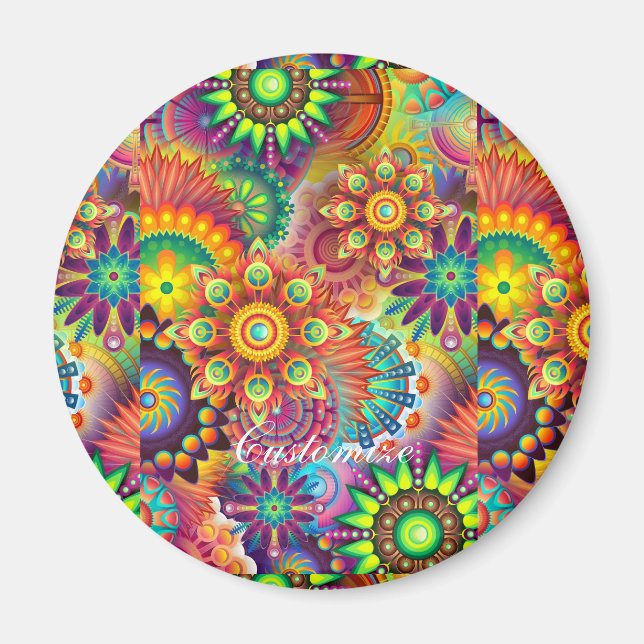Hippie Groovy Techno Psychedelic Thunder_Cove Magnet (Framsidan)