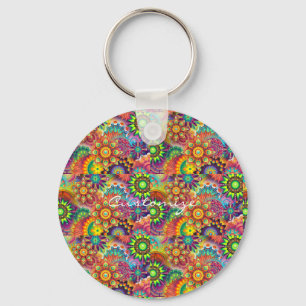 Hippie Groovy Techno Psychedelic Thunder_Cove Nyckelring