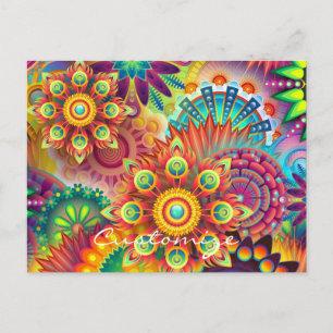 Hippie Groovy Techno Psychedelic Thunder_Cove Vykort