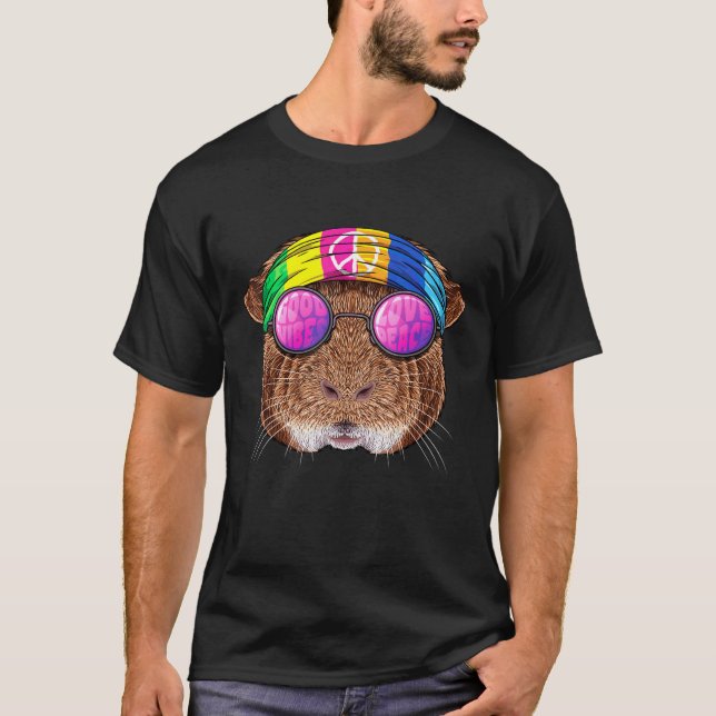 Hippie Guinea Gris Kärlek Fredstecken 70-tal Hippi T Shirt (Framsida)