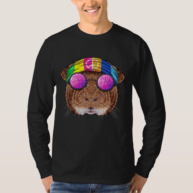 Hippie Guinea Gris Kärlek Fredstecken 70-tal Hippi T Shirt (Framsida)