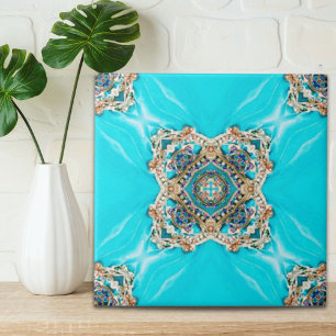 Hippie Gypsy Enic turkos aqua blue bohemian Kakelplatta