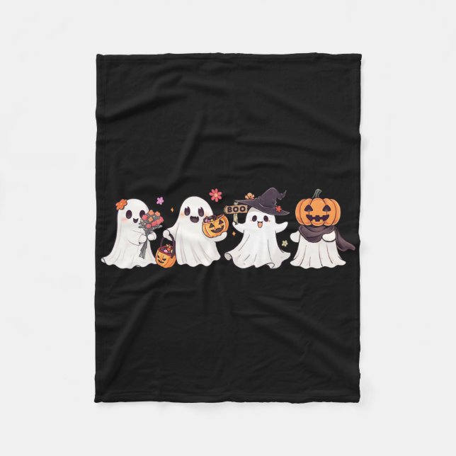 Hippie Halloween Cute Ghost Boo Spooky Season Pump Fleecefilt (Framsidan)
