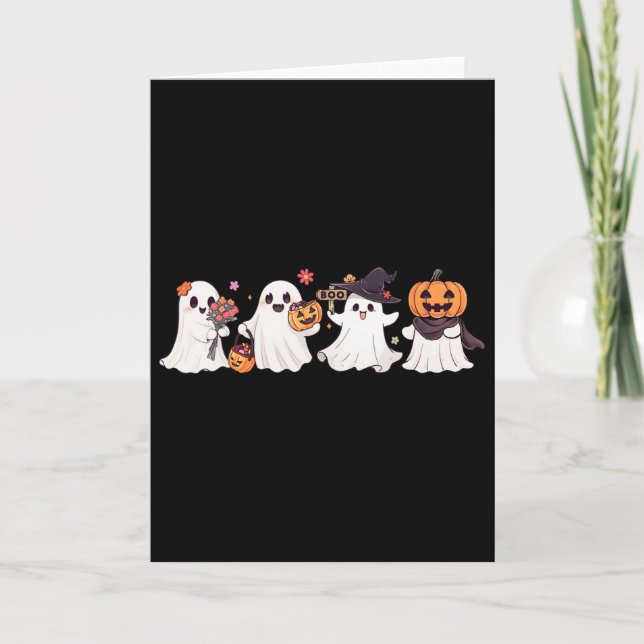 Hippie Halloween Cute Ghost Boo Spooky Season Pump Kort (Framsida)