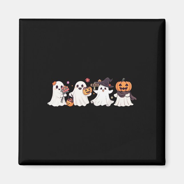 Hippie Halloween Cute Ghost Boo Spooky Season Pump Magnet (Framsidan)
