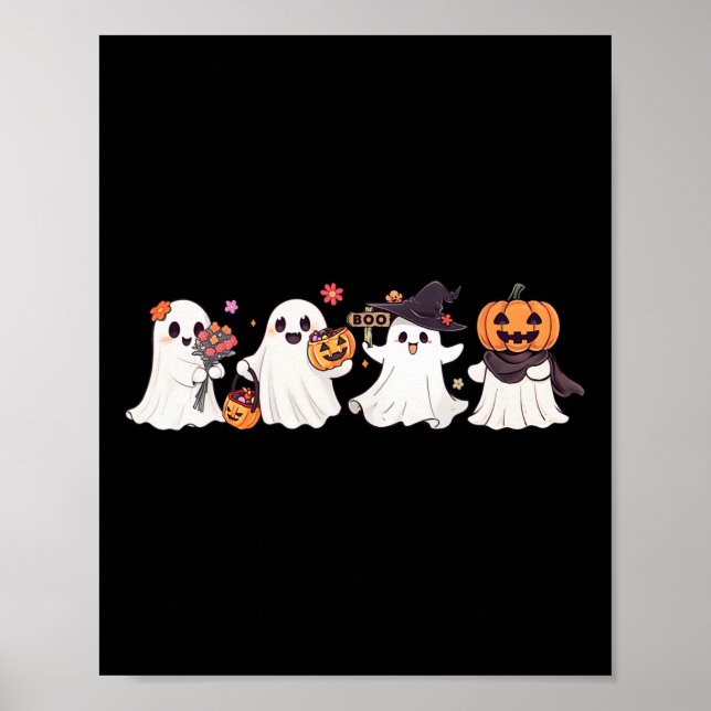 Hippie Halloween Cute Ghost Boo Spooky Season Pump Poster (Framsidan)