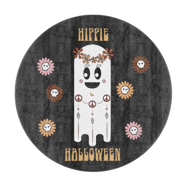 Hippie Halloween Cute Ghost och Skull Flowers (Framsidan)
