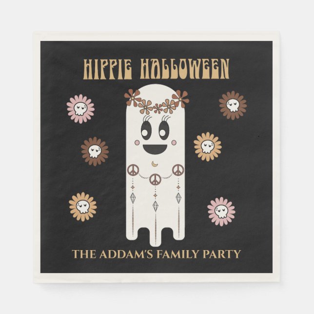 Hippie Halloween Cute Ghost Pappersservett (Framsidan)