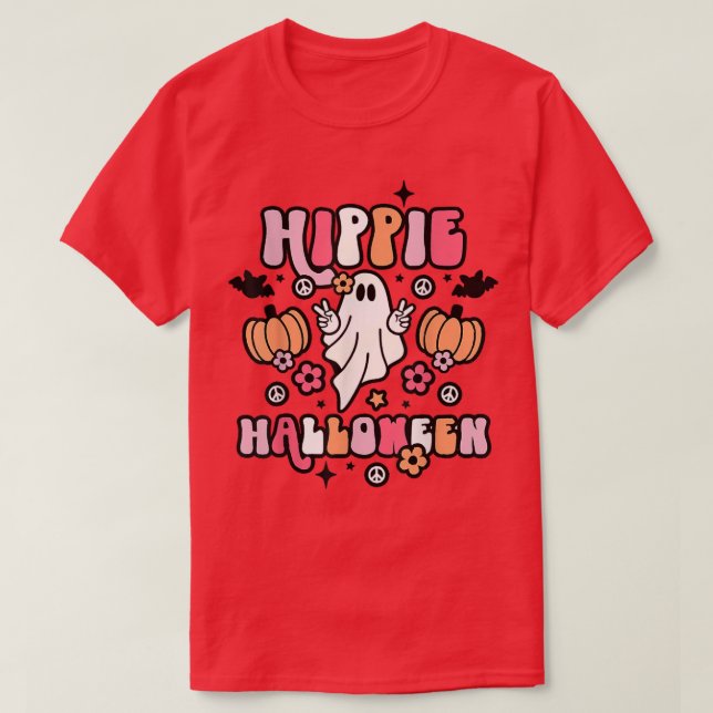 Hippie Halloween Cute Spooky Ghost Pumpkin 4589 T Shirt (Design framsida)