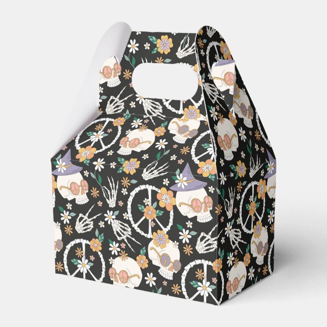 Hippie Halloween Döskallars and Flowers Mönster Presentaskar (Framsidan Sidan)