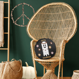 Hippie Halloween Ghost Round Pillow Rund Kudde