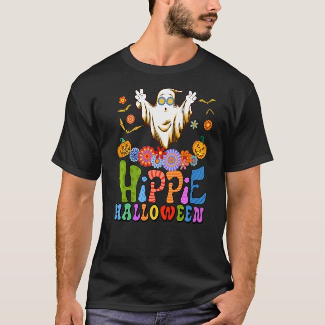 Hippie Halloween Ghost Tie Dye Hippie Costume Hall T Shirt (Framsida)