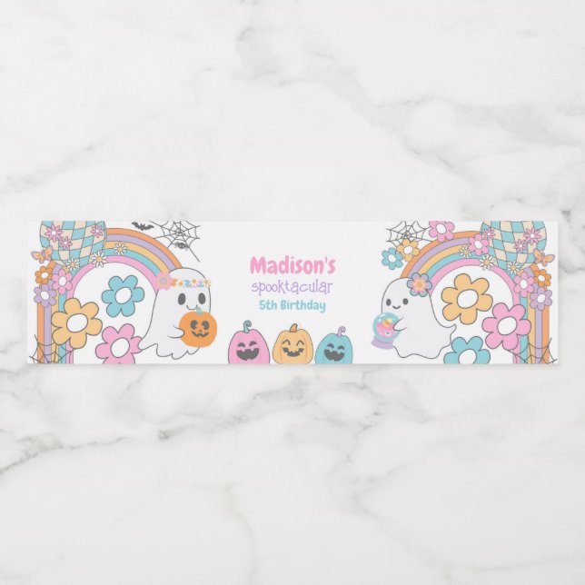 Hippie Halloween Ghost Vattenflaskor Etikett (Singel etikett)