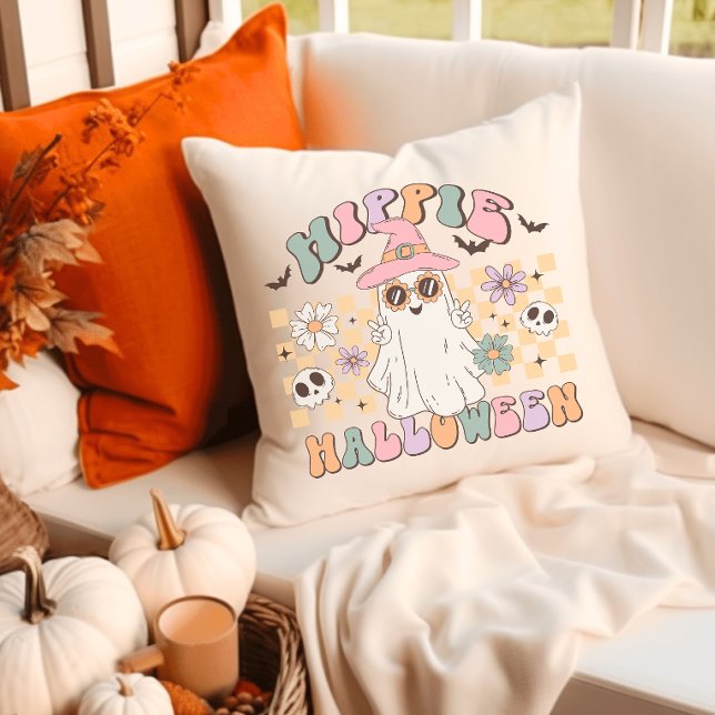 Hippie Halloween Groovy Retro Kudde (Skapare uppladdad)