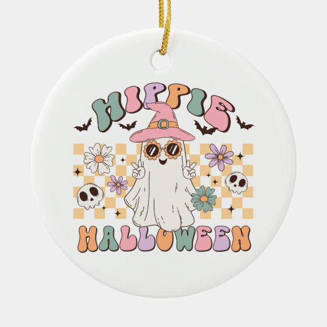 Hippie Halloween Julgransprydnad Keramik (Framsidan)