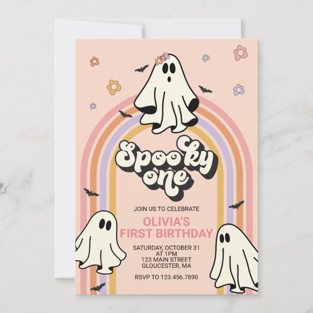 Hippie Halloween Kuslig ETT Födelsedag Inbjudningar (Framsida)
