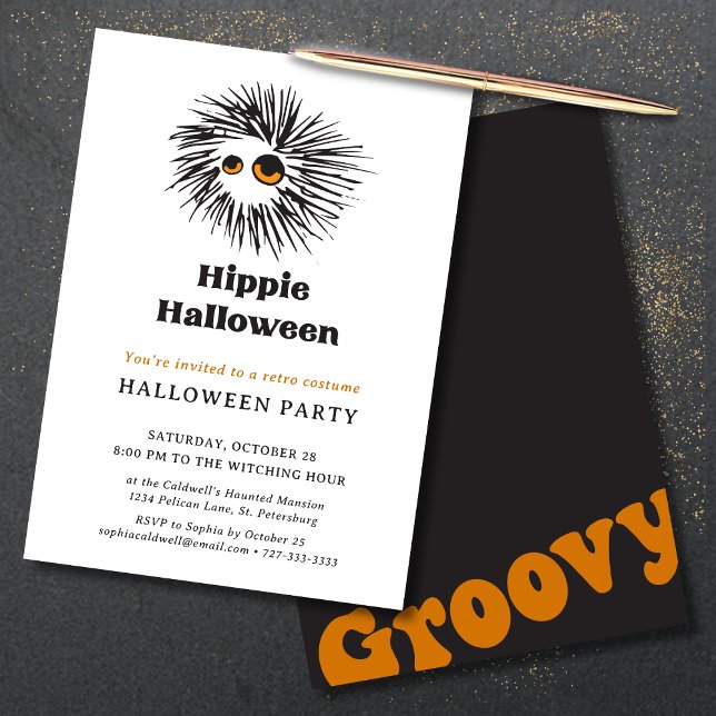 Hippie Halloween Retro Costume Party Inbjudningar (Hippie Halloween Retro 60s Costume Party Invitation)