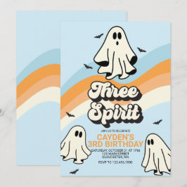 Hippie Halloween Retro Spöke Tre Andar Inbjudningar