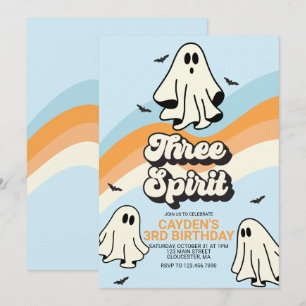 Hippie Halloween Retro Spöke Tre Andar  Inbjudningar