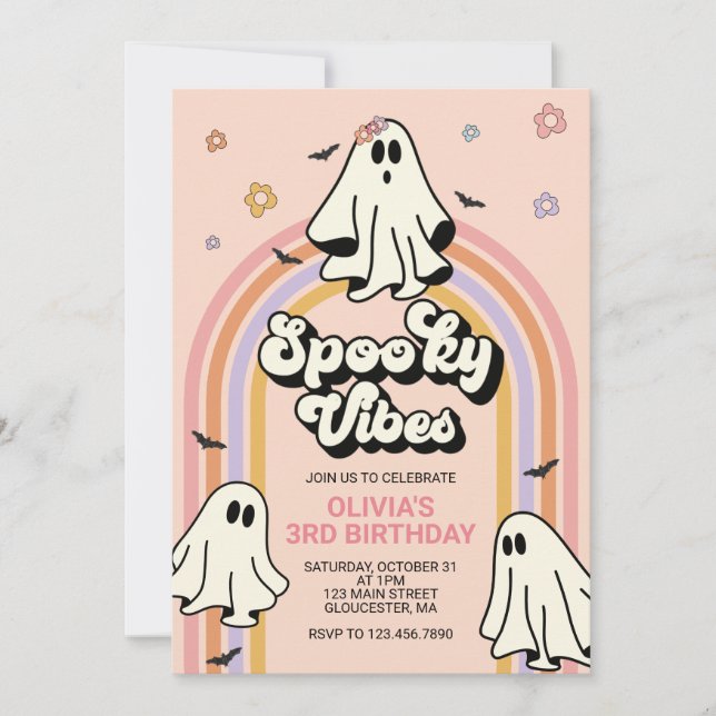 Hippie Halloween Spooky Vibes Birthday Inbjudningar (Framsida)