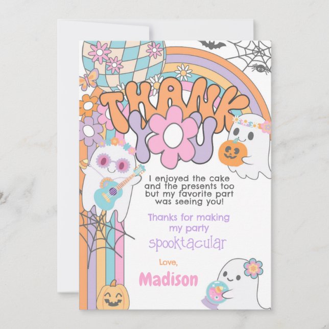 Hippie Halloween Thank You Card Inbjudningar (Framsida)