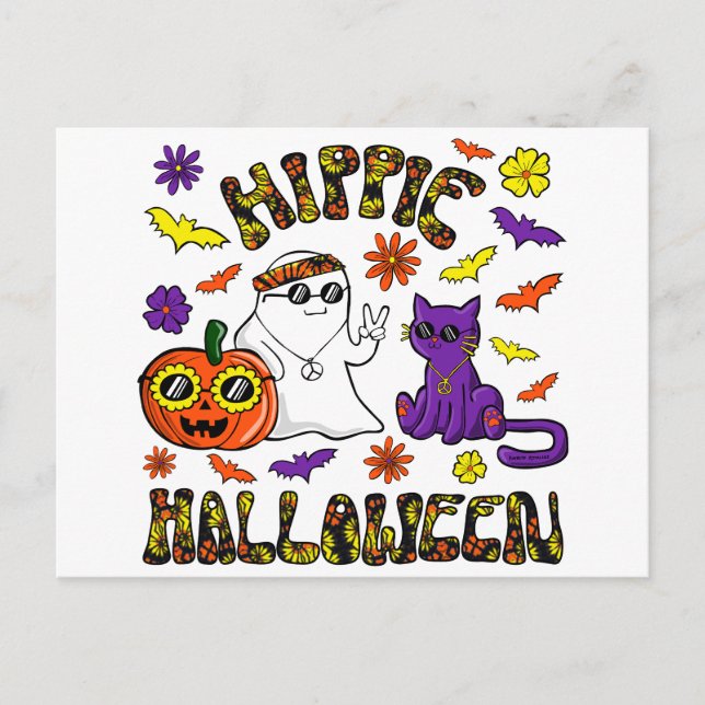 Hippie Halloween-vykort Helg Vykort (Framsida)