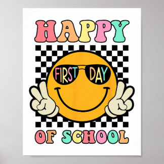 Hippie Happy First Day Of School For Teacher Kids  Poster