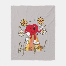 Hippie HEarth-design med Life är bra-meddelande Fleecefilt