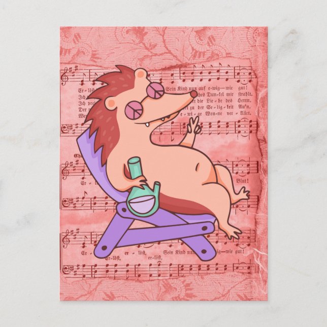 Hippie Hedgehog Vykort (Framsida)