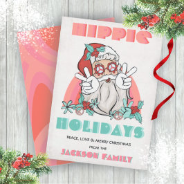 Hippie Helgdag Jul Retro Tomten Julkort Inbjudningar