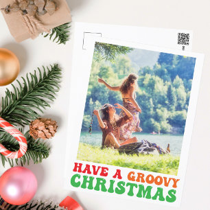 Hippie Helgdag Photo har en Groovy-jul Vykort
