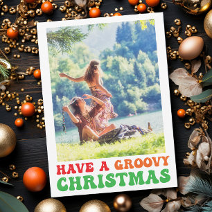 Hippie Helgdag Photo har ett Groovy-julkort