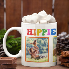 Hippie-Helgdagar Färgfullt regnbåge Retro 70s foto Kaffemugg