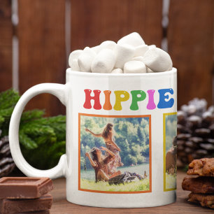 Hippie-Helgdagar Färgfullt regnbåge Retro 70s foto Kaffemugg